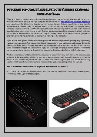 Mini Bluetooth Wireless Keyboard