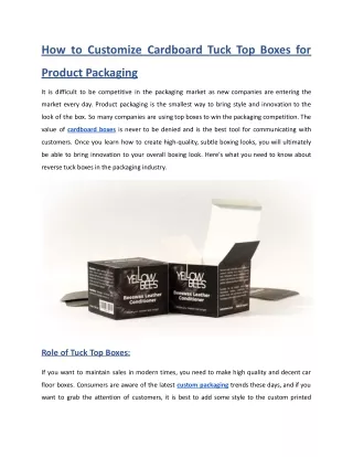 How to Customize Cardboard Tuck Top Boxes for Product Packaging
