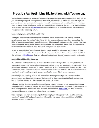 precision ag optimizing biosolutions with