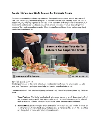 Eventia Kitchen- Your Go-To Caterers For Corporate Event