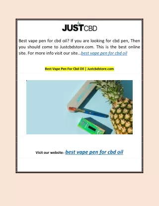 Best Vape Pen For Cbd Oil | Justcbdstore.com
