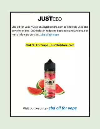 Cbd Oil For Vape| Justcbdstore.com