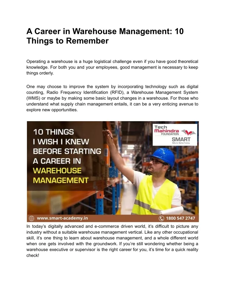 a career in warehouse management 10 things