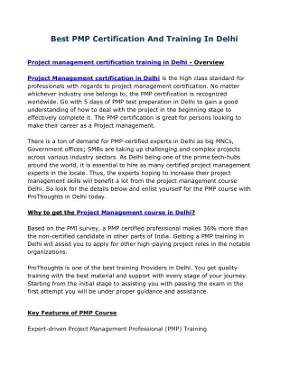best pmp certification and training in delhi