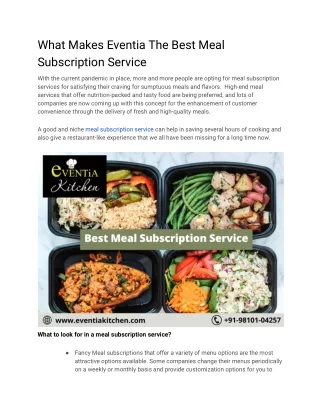 What Makes Eventia The Best Meal Subscription Service