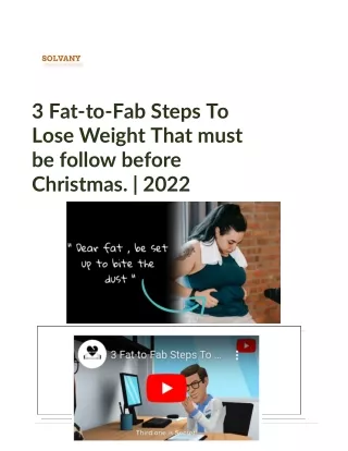 3 Fat-to-Fab Steps To Lose Weight That must be follow before Christmas | 2022