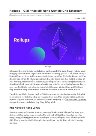 rollups gi i ph p m r ng quy m cho ethereum