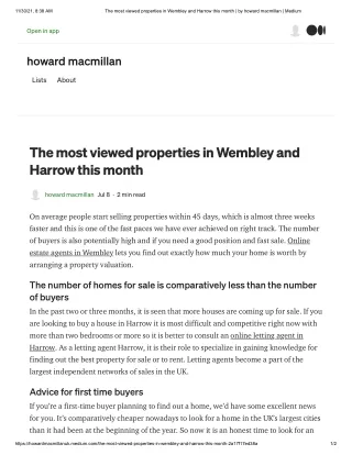 The most viewed properties in Wembley and Harrow this month _ by howard macmillan