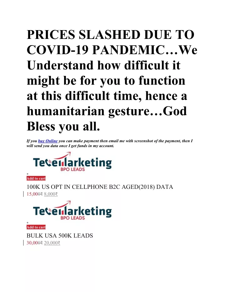 prices slashed due to covid 19 pandemic