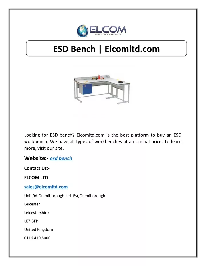 esd bench elcomltd com