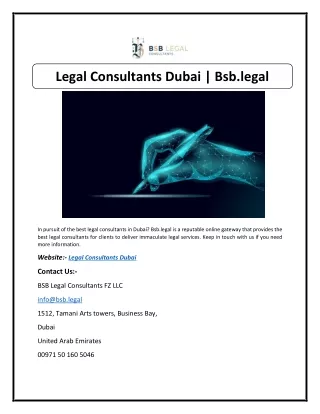 Legal Consultants Dubai | Bsb.legal