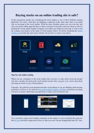 buying stocks on an online trading site is safe