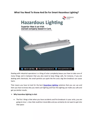 What You Need To Know And Do For Smart Hazardous Lighting?