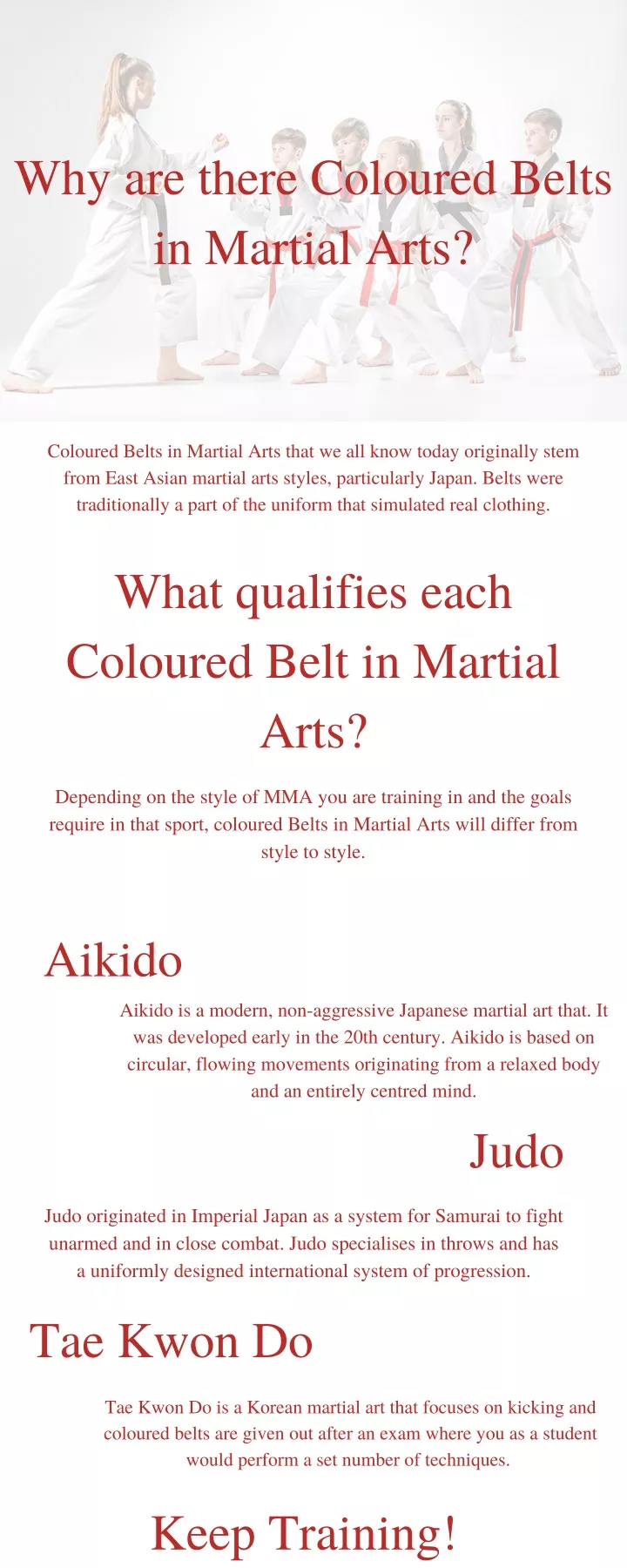 why are there coloured belts in martial arts