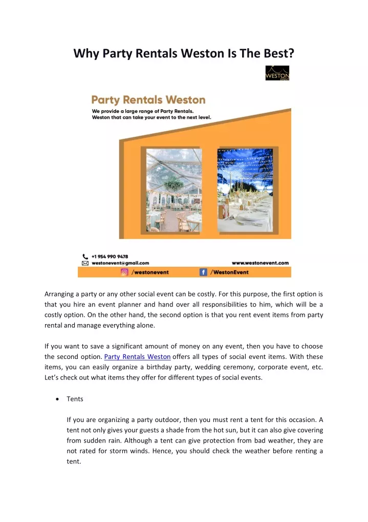 why party rentals weston is the best