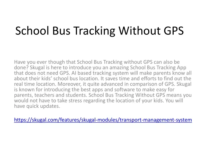 school bus tracking without gps