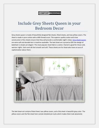 include grey sheets queen in your bedroom decor