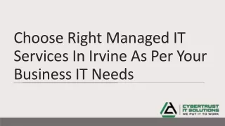 Choose Right Managed IT Services In Irvine As Per Your Business IT Needs