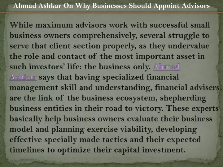 ahmad ashkar on why businesses should appoint