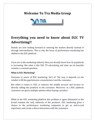 Everything you need to know about D2C TV Advertising !!