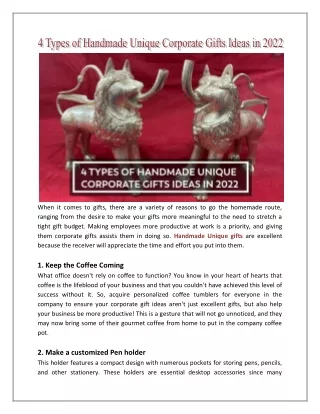 4 types of handmade unique corporate gifts ideas in 2022