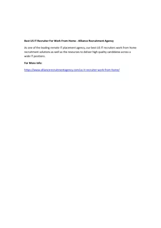 best us it recruiter for work from home alliance
