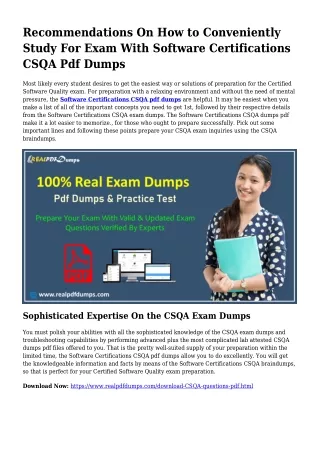 Polish Your Techniques With all the Help Of CSQA Pdf Dumps