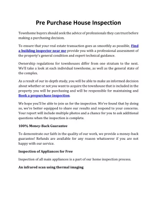 Pre Purchase House Inspection