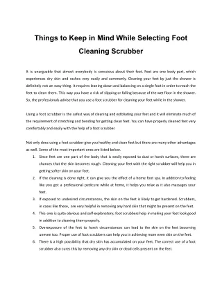 things to keep in mind while selecting foot
