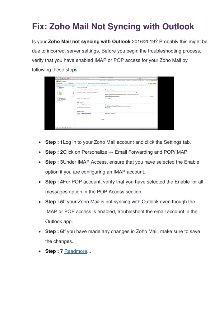 Ppt Simple Settings And Easy Hacks To Solve The Zoho Mail Syncing