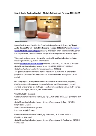 smart audio devices market global outlook