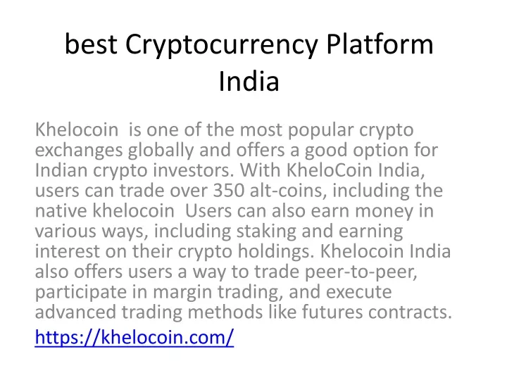 best cryptocurrency platform india