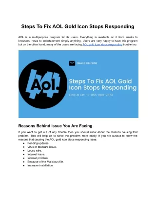 Steps To Fix AOL Gold Icon Stops Responding