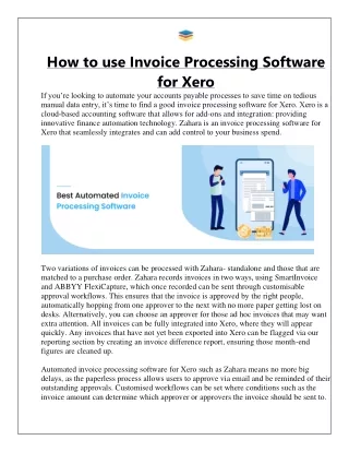 How to use Invoice Processing Software for Xero