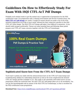 Sustainable CTFL-AcT Dumps Pdf For Wonderful Consequence