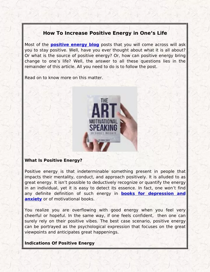 how to increase positive energy in one s life