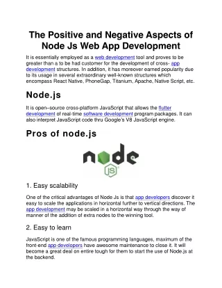 the positive and negative aspects of node