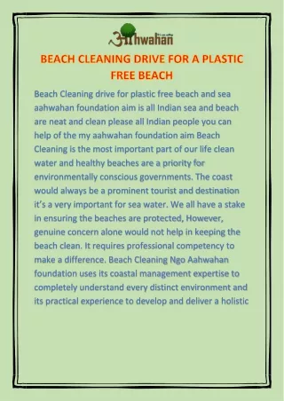 BEACH CLEANING DRIVE FOR A PLASTIC FREE BEACH