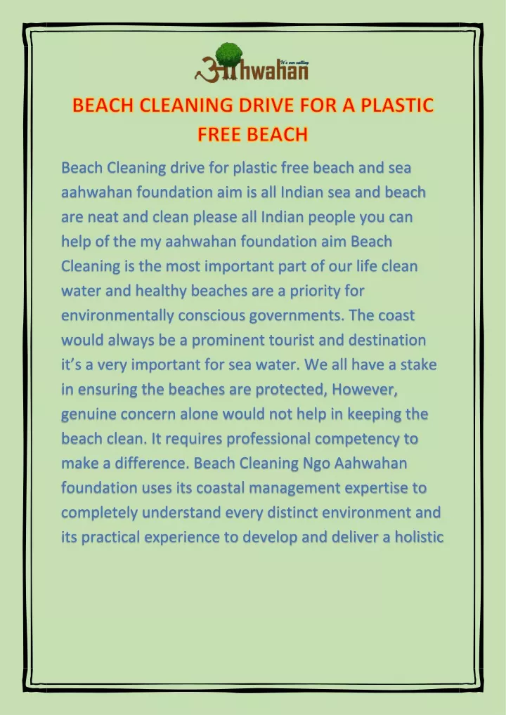 beach cleaning drive for plastic free beach