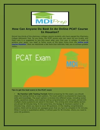 How Can Anyone Do Best In An Online PCAT Course In Houston?