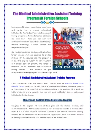Medical Administrative Assistant Training Program
