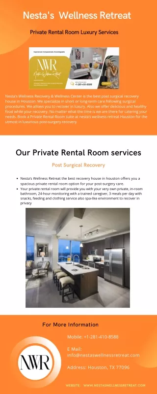 Private Rental Room Luxury Services at Nesta's Wellness Retreat Houston