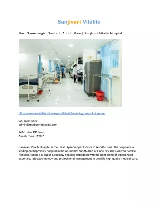 Best Gynecologist Doctor in Aundh Pune