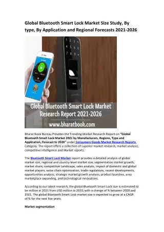 global bluetooth smart lock market size study