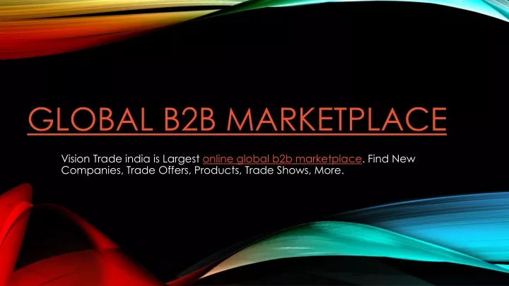 global b2b marketplace