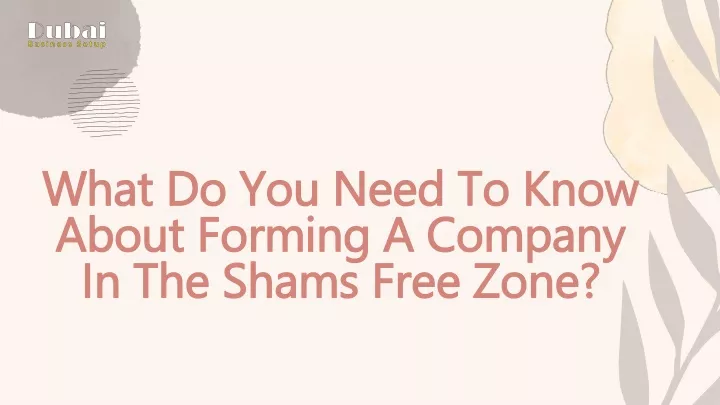 what do you need to know about forming a company in the shams free zone