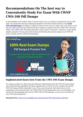 Polish Your Techniques While using the Support Of CWS-100 Pdf Dumps