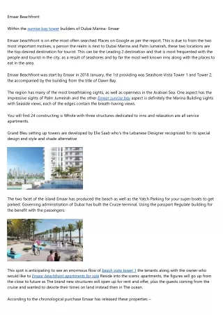 Emaar Beachfront Payment Plan