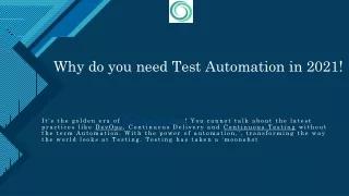 why do you need test automation in 2021