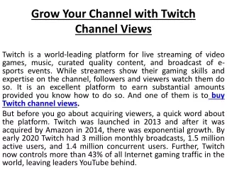 Article Twitch Followers buy Twitch channel views
